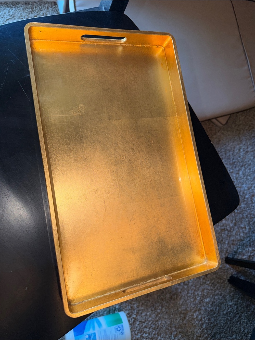 Gold Rectangular Serving Tray with Cutout Handles